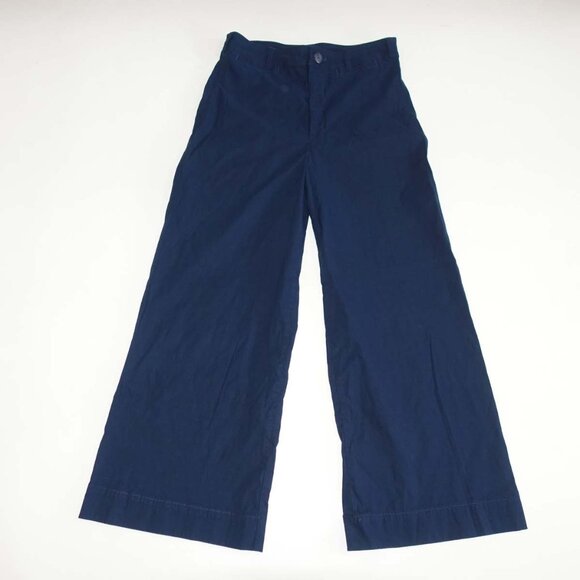 Maeve Anthropologie Women's Wide Leg Cropped Pants Size 30 Navy Blue 27" Inseam - Picture 1 of 6